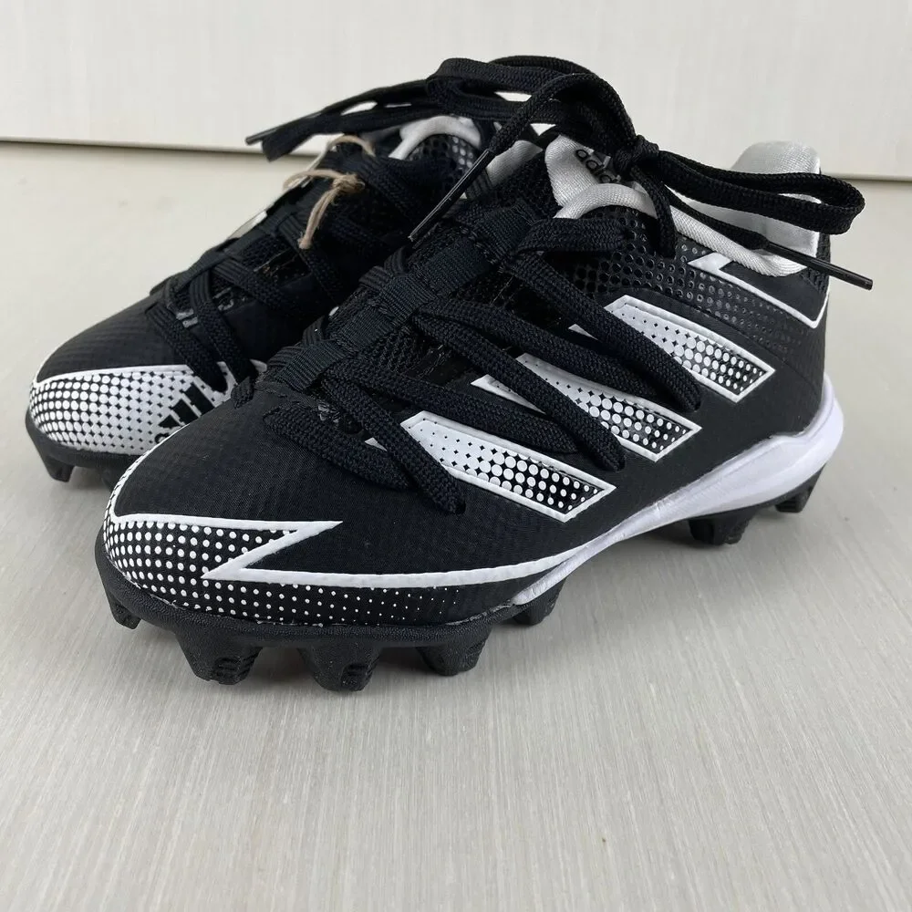 Adidas Afterburner 7 MD Kids Baseball Cleats (EG7624) Blk White Size 10K New